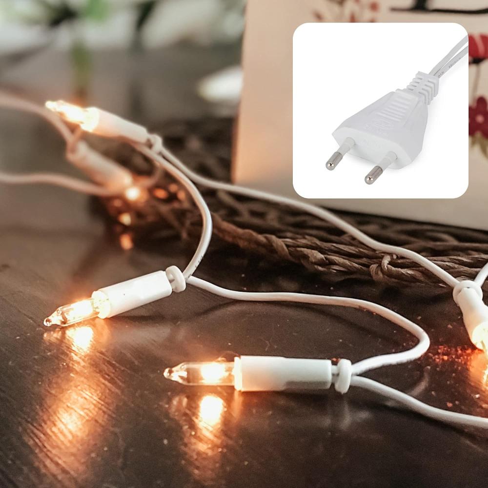 Hellum Lichterkette innen strombetrieben, mini Lichterkette 35er Birnen klare warme Lichter, beleuchtete 5,10m, Kabel weiß Lichterkette 35 lichter mit Stecker für Weihnachten 833584 Bild 1