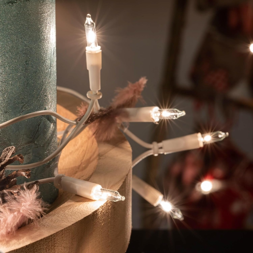 Hellum Lichterkette innen strombetrieben, mini Lichterkette 35er Birnen klare warme Lichter, beleuchtete 5,10m, Kabel weiß Lichterkette 35 lichter mit Stecker für Weihnachten 833584 Bild 1