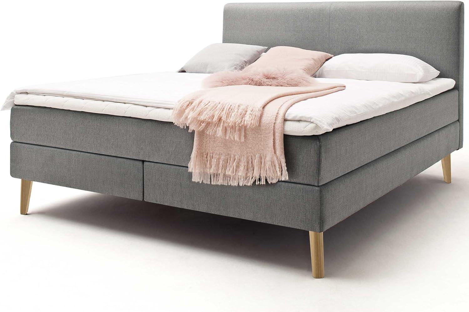 Boxspringbett Greta - Stoff Taupe H2 180x200 cm Bild 1