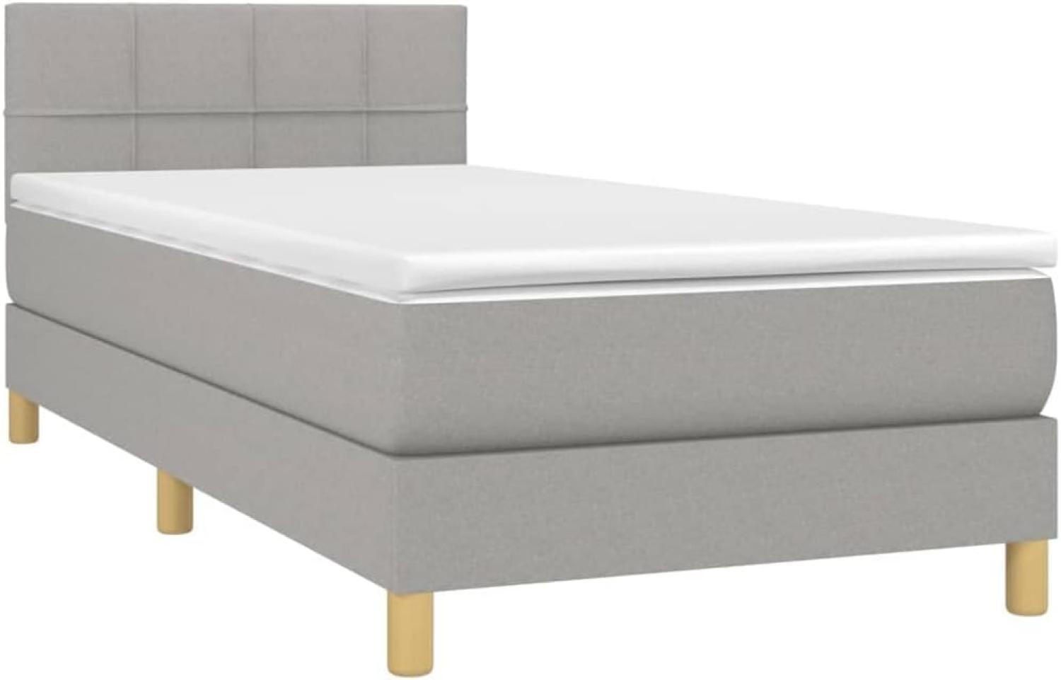 vidaXL Boxspringbett mit Matratze Hellgrau 90x200 cm Stoff, Härtegrad: H2 [3140585] Bild 1