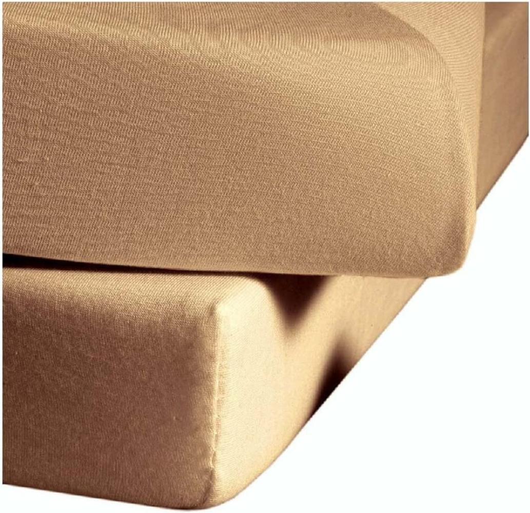 fleuresse Jersey-Elasthan Spannbettlaken Comfort 200x200 cm Sand Bild 1