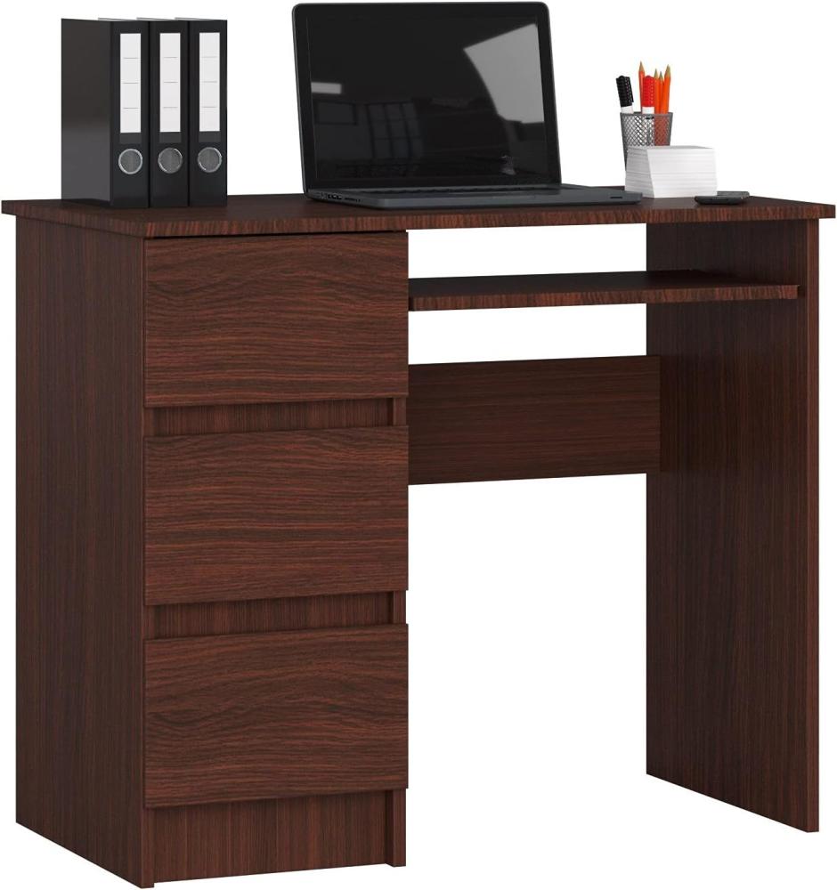 Schreibtisch A-6 mit Tastaturablage und 3 Schubladen Links- oder rechtsseitig, B90 x H77 x T50 cm, 30 kg Bild 1