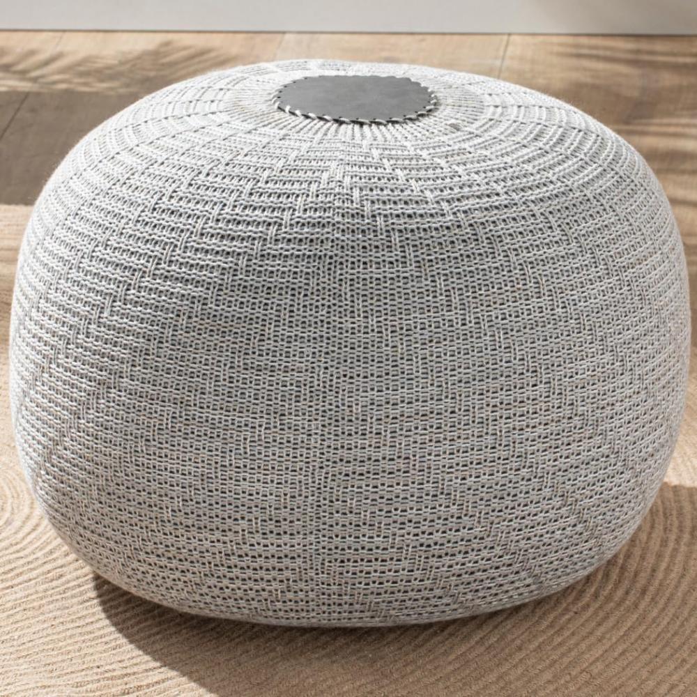 ENGLISH HOME Pouf Hocker | Rund Sitzpouf | Sitzhocker | Sitzpuff | Fußhocker | Strick Puff Hocker für Wohnzimmer, Schlafzimmer | Strickhocker Pouf Grau 35 x 50 cm Bild 1