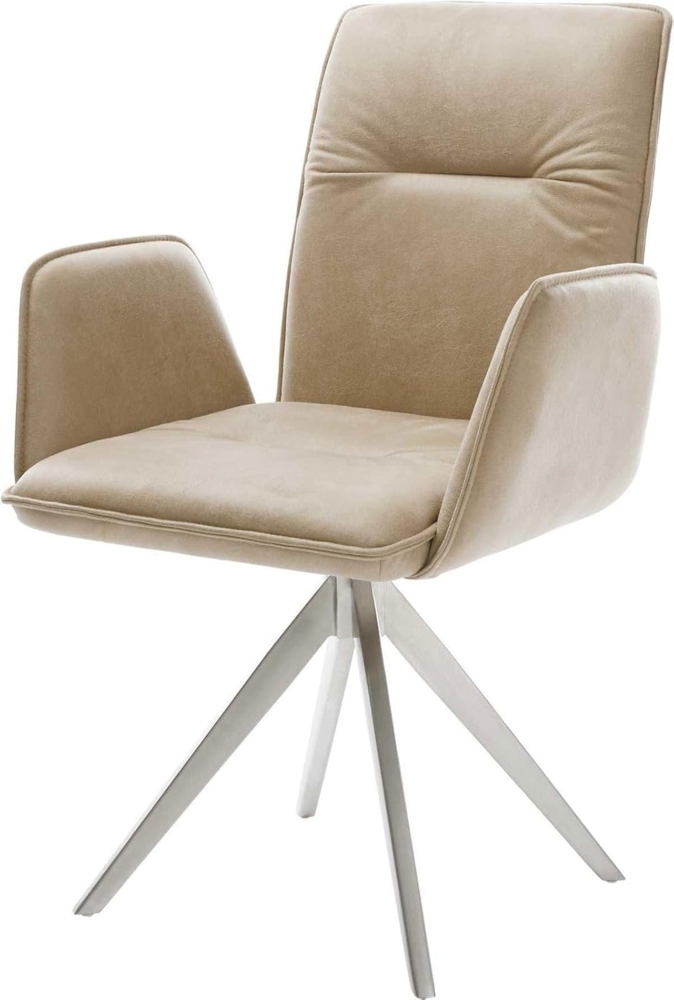 Drehstuhl Vinja-Flex Kreuzgestell kantig Edelstahl Vintage Beige Bild 1