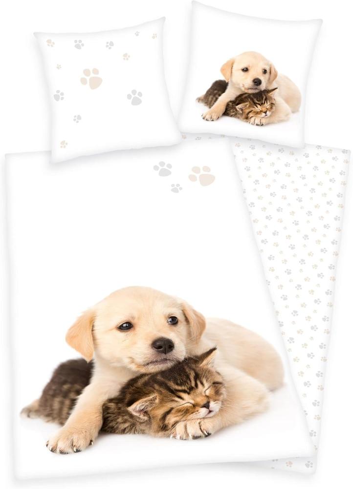 Herding Kinderbettwäsche Bettwäsche Set Hund und Katze Bettwäsche 2 tlg. 135 x 200cm Bild 1