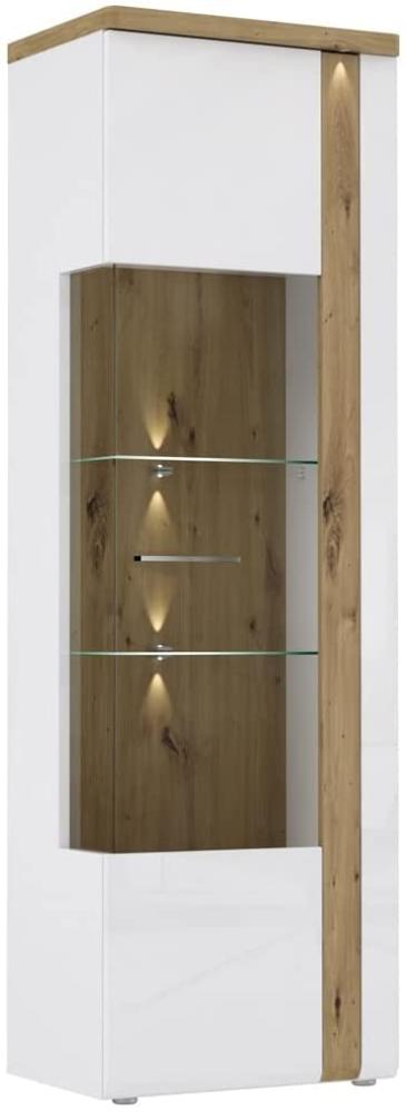 Vitrine Talena 4 weiß Artisan Eiche 67x196x44 cm LED Glasvitrine Schrank ohne Beleuchtung Bild 1