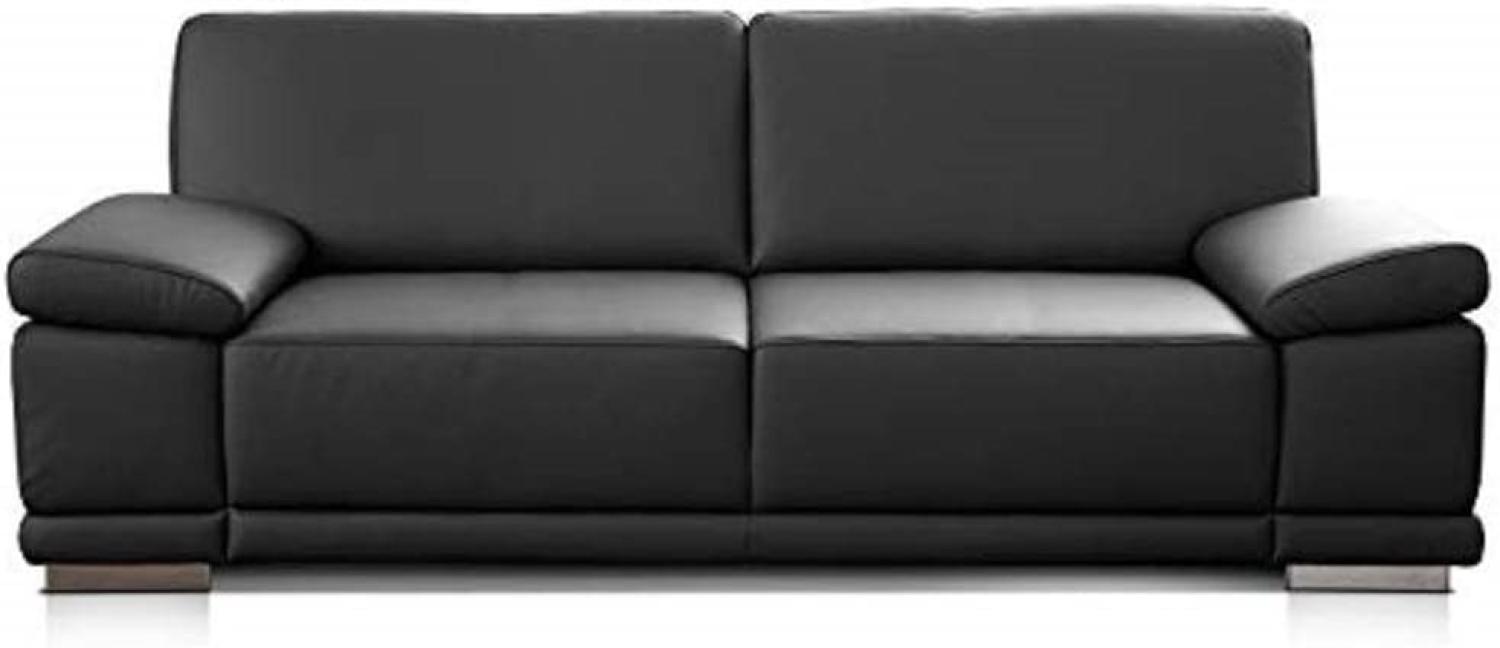 CAVADORE 3-Sitzer Sofa Corianne in Kunstleder / Ledercouch in hochwertigem Kunstleder und modernem Design / Mit verstellbaren Armlehnen / 217 x 80 x 99 / Kunstleder schwarz Bild 1