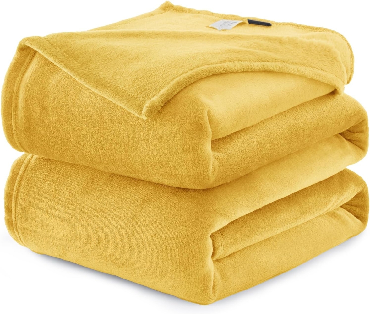 WAVVE Kuscheldecke Flauschig Decke Fleecedecke - Sofadecke 150x200 cm Warm Wohndecke Couchdecke, Gelb Decke Weich Sofaüberwurf XL Bild 1
