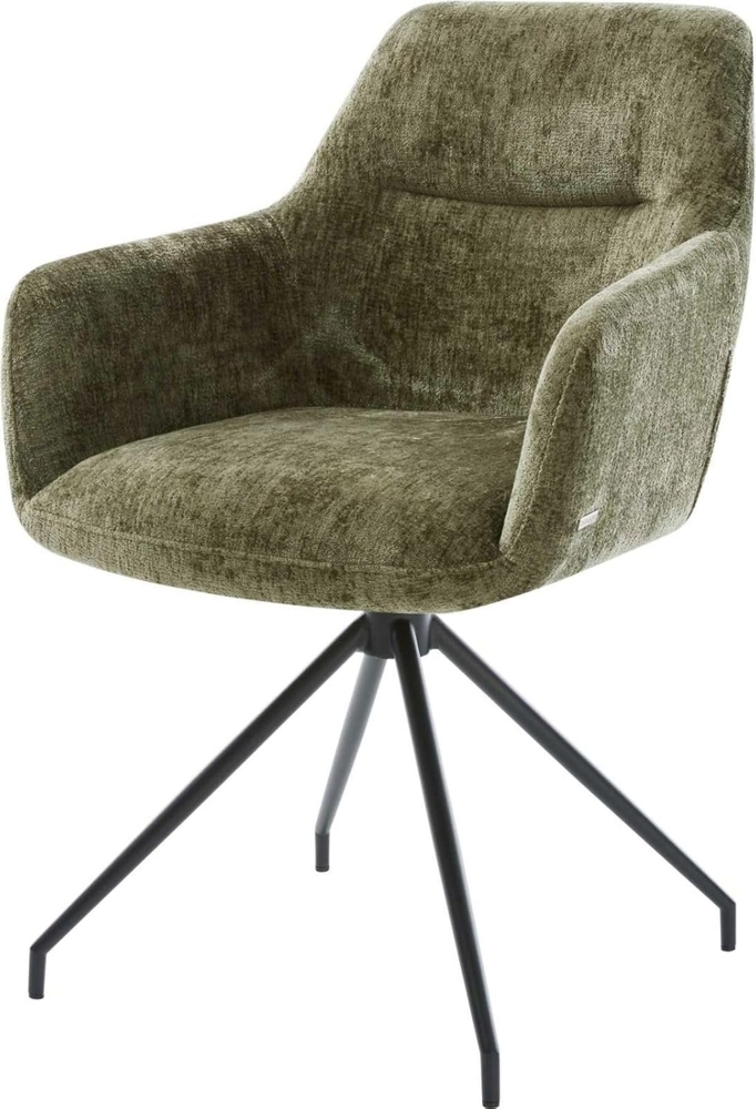 Drehstuhl Pejo-Flex Chenille Olive Kreuzgestell konisch Schwarz 180° drehbar Taschenfederkern Bild 1