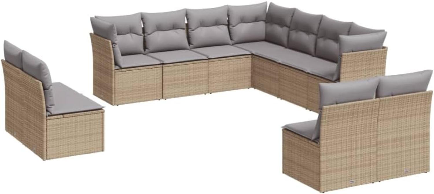 vidaXL 11-tlg. Garten-Sofagarnitur mit Kissen Beige Poly Rattan 3249658 Bild 1