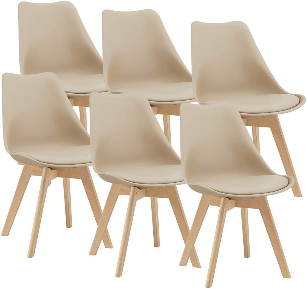 Esszimmerstuhl Fläten 6er Set 81x49 cm Beige PU-Kunstleder en. casa Bild 1