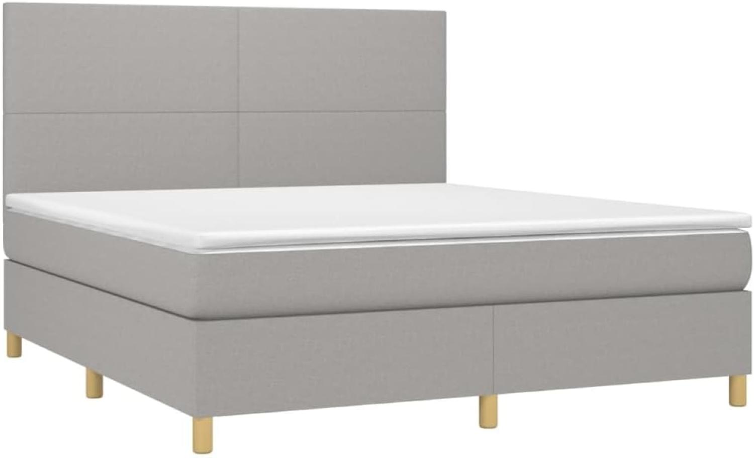 vidaXL Boxspringbett mit Matratze Hellgrau 160x200 cm Stoff, Härtegrad: H2 [3142185] Bild 1