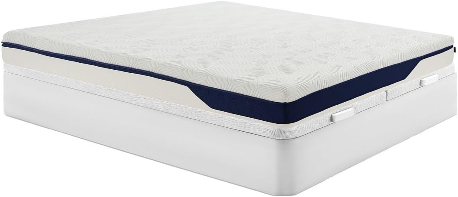 Vente-unique - Bett-Set 180 x 200 cm Bettkasten weiß + Matratze Memory-Schaum 7 Zonen, abnehmbar, H. 22 cm - FAGANI de YSMÉE Bild 1