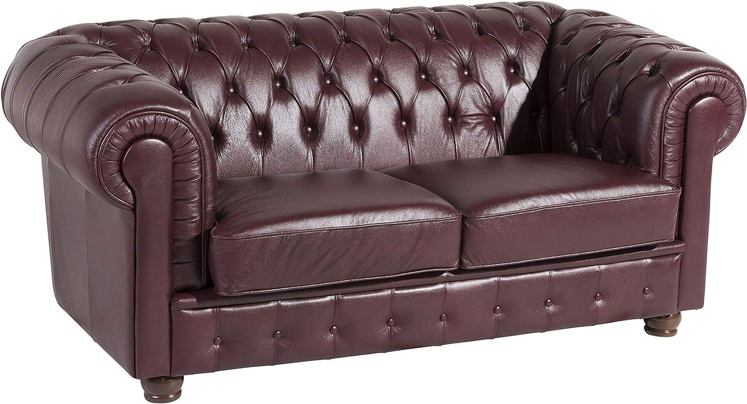 Bridgeport Sofa 2-Sitzer Wischleder Rot Buche Nussbaumfarben Bild 1