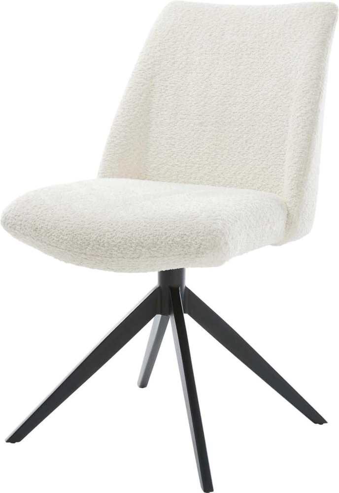 Drehstuhl Elso-Flex Bouclé Weiß Kreuzgestell breit Schwarz 360° drehbar Wippfunktion Taschenfederkern Bild 1