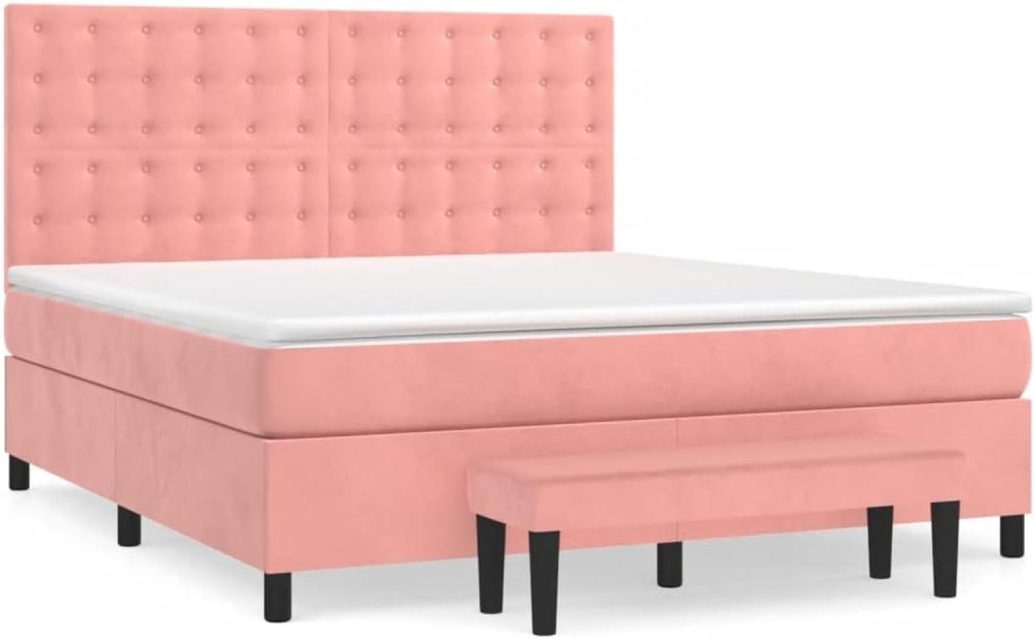 Boxspringbett mit Matratze Rosa 160x200 cm Samt Bild 1