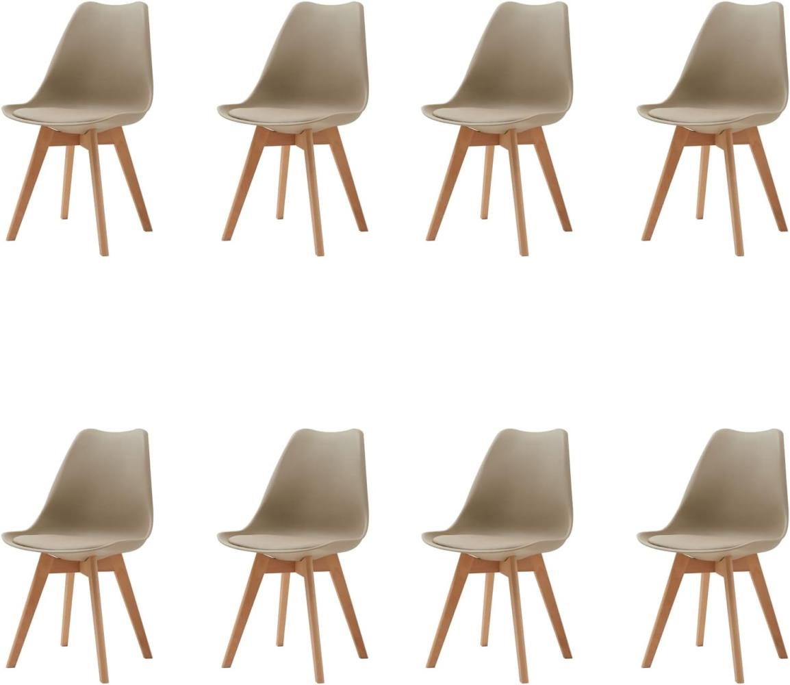 HJhomeheart Esszimmerstuhl 8er Set, Massivholzbeine, Abnehmbares Stuhlkissen, Küchenstuhl, Moderner Stuhl (Beige-8) Bild 1