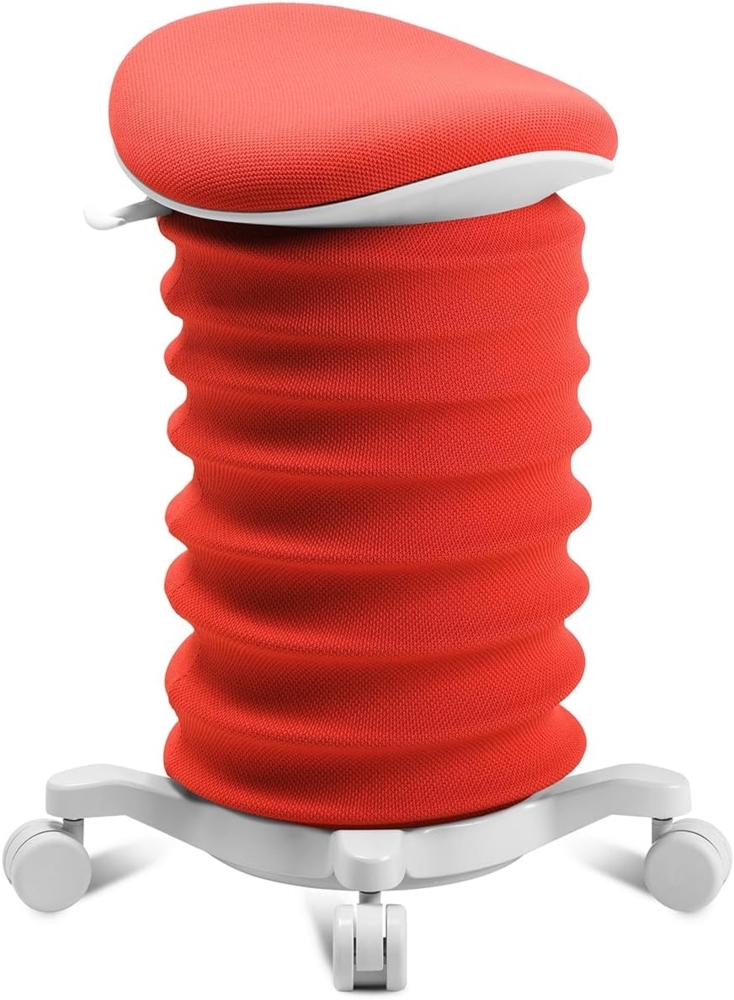 TOPSTAR Sitness 4D mit Rollen AGR-Zertifiziert Dynamischer Sitzhocker Papyrus - coralrot, ergonomischer Bürohocker - höhenverstellbar - stärkt den Rücken - entlastet die Bandscheiben Bild 1