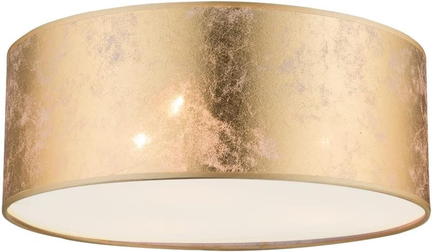 GLOBO Deckenleuchte Wohnzimmer Deckenlampe Rund Textil gold 40 x 18 cm 15187D Bild 1