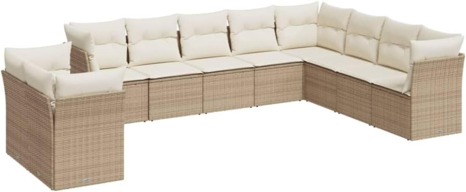 vidaXL 10-tlg. Garten-Sofagarnitur mit Kissen Beige Poly Rattan 3249697 Bild 1