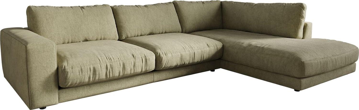 Ecksofa Cubico 325x225 cm Strukturstoff Olive Ottomane rechts Bild 1