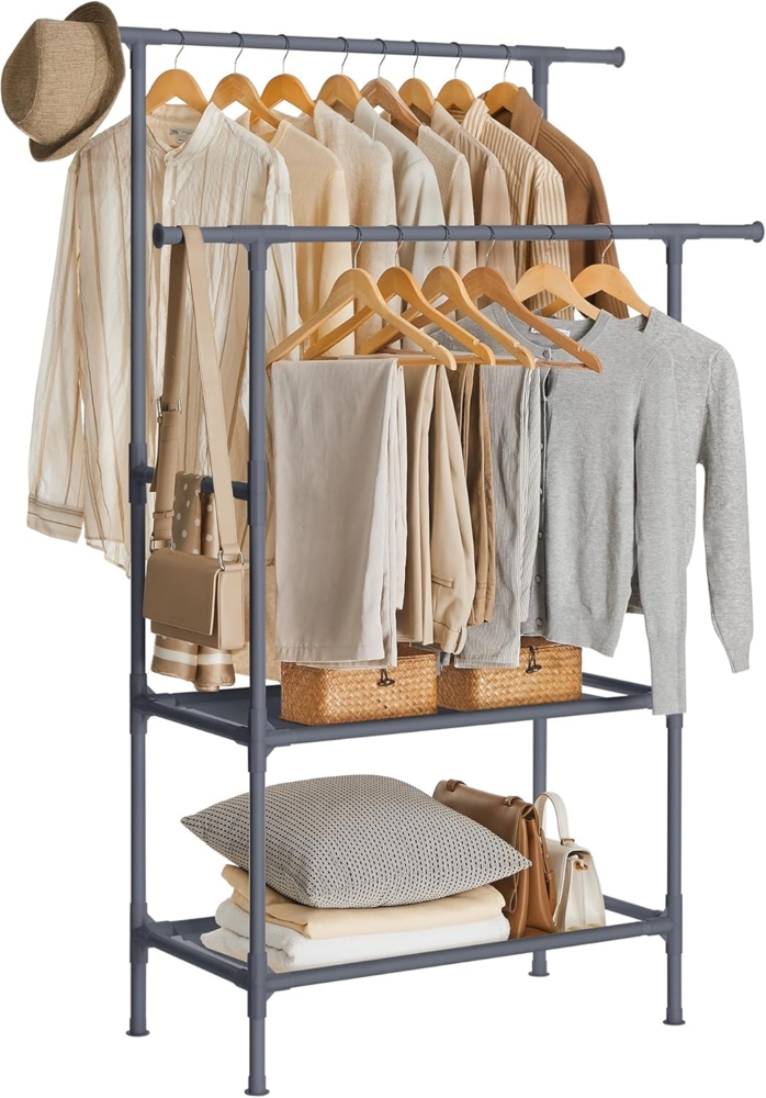 Songmics Kleiderständer 2 Kleiderstangen 2 Ablagen bis 70 kg belastbar RDR002G02 Bild 1