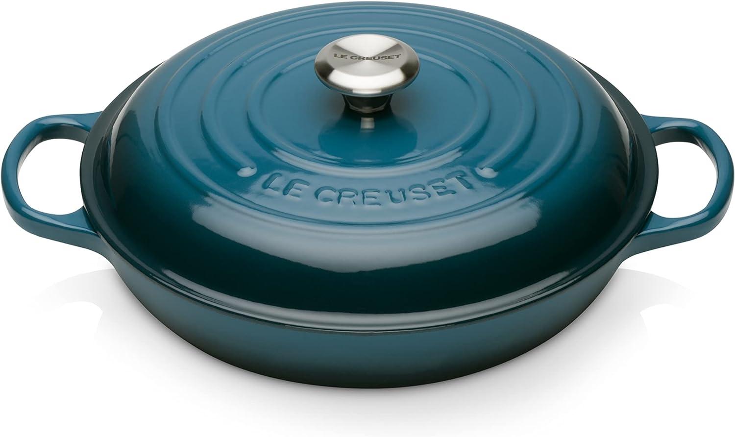 Le Creuset Signature Gusseisen Gourmet-Profitopf, Rund, Ø 26 cm, 2,2 l, Für alle Herdarten inkl. Induktion geeignet, 4,205 kg, Deep Teal, 21180266422430 Bild 1