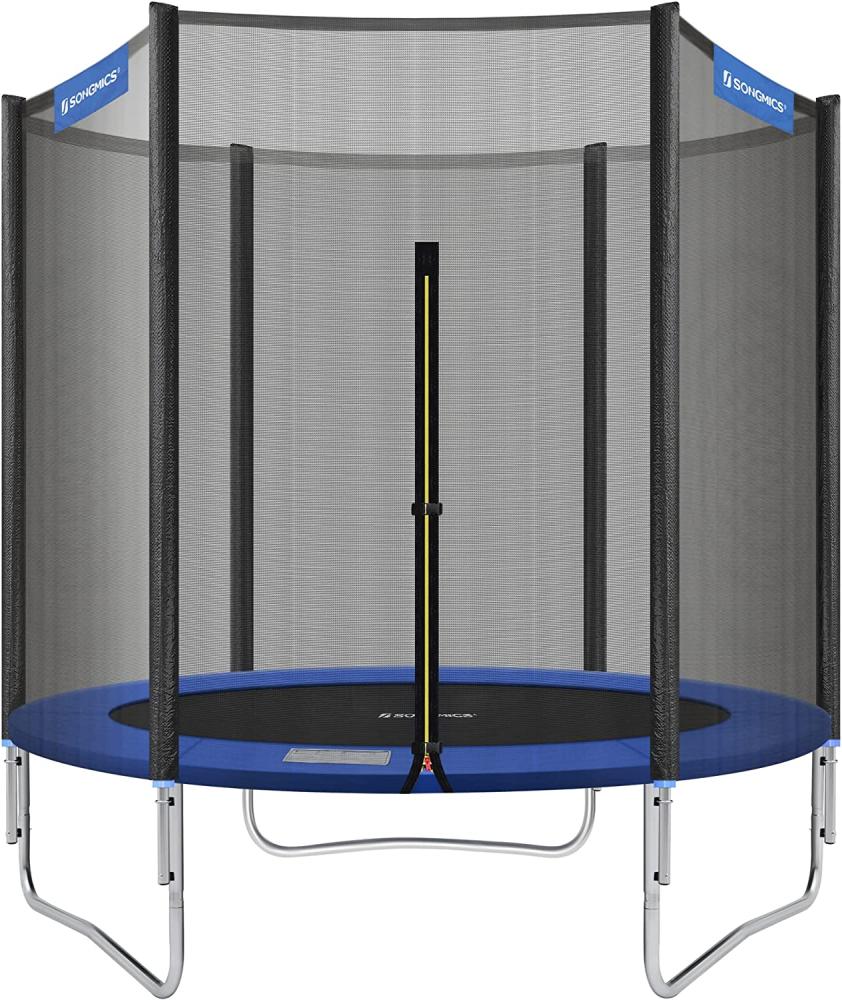 Songmics Trampolin mit Sicherheitsnetz und gepolsterten Stangen, schwarz-blau, Ø 183 cm Bild 1