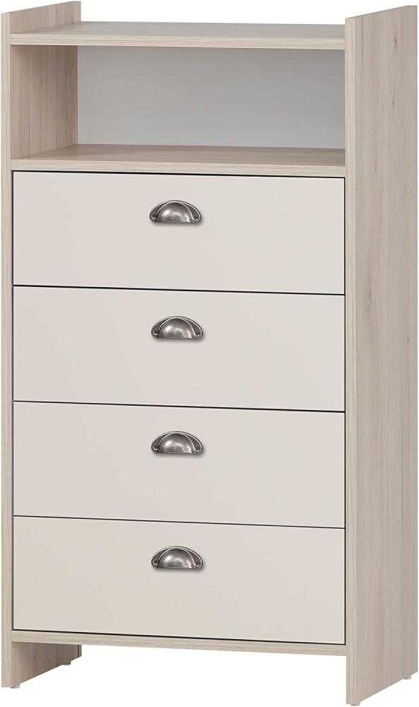 Schildmeyer Lindholm Highboard, Holzwerkstoff, Sandeiche Dekor/Cremebeige, 60,1 x 33 x 104 cm Bild 1