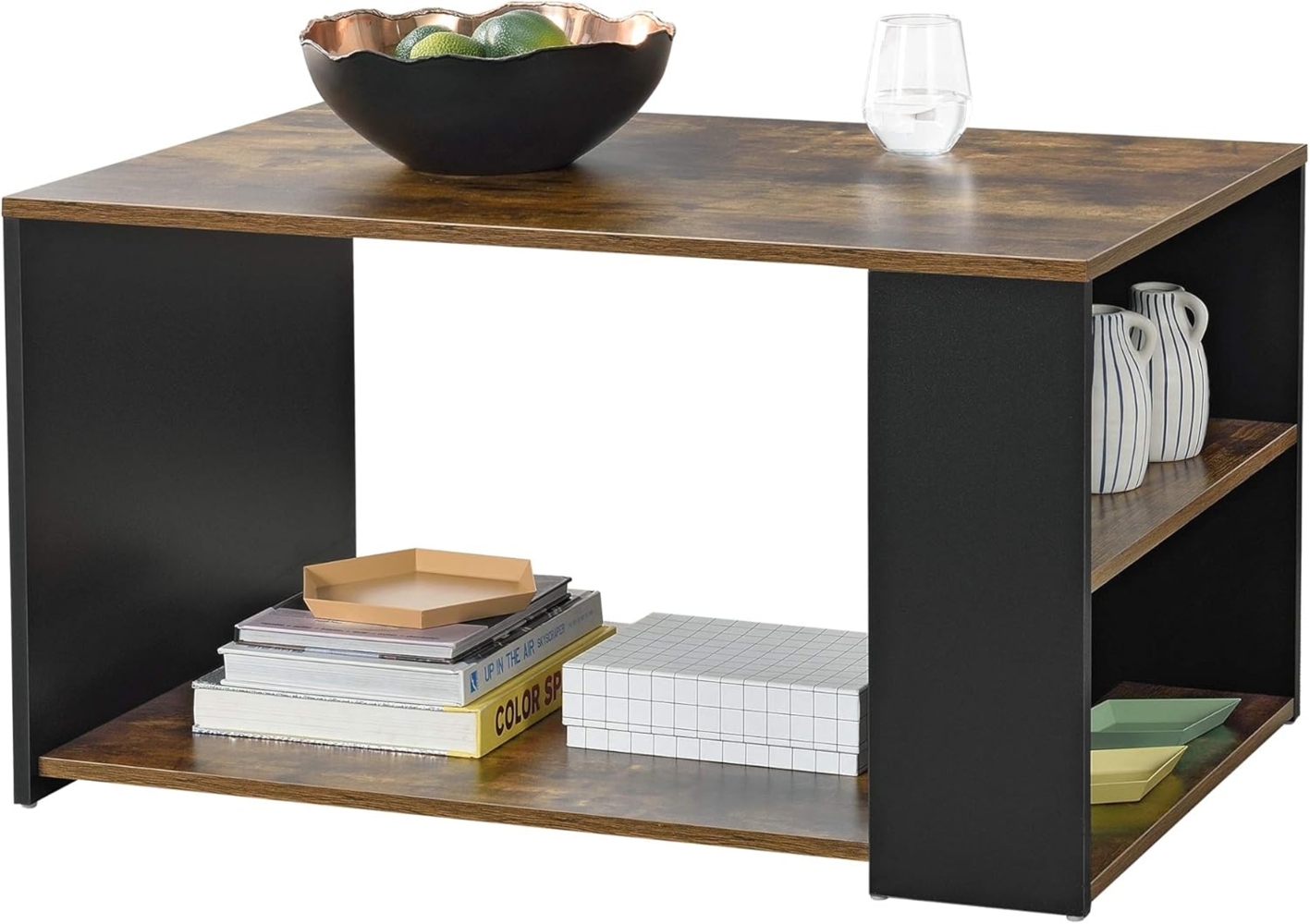 Couchtisch Filipstad 43 x 71 x 56 cm Schwarz mit Eichen-Optik en. casa Bild 1