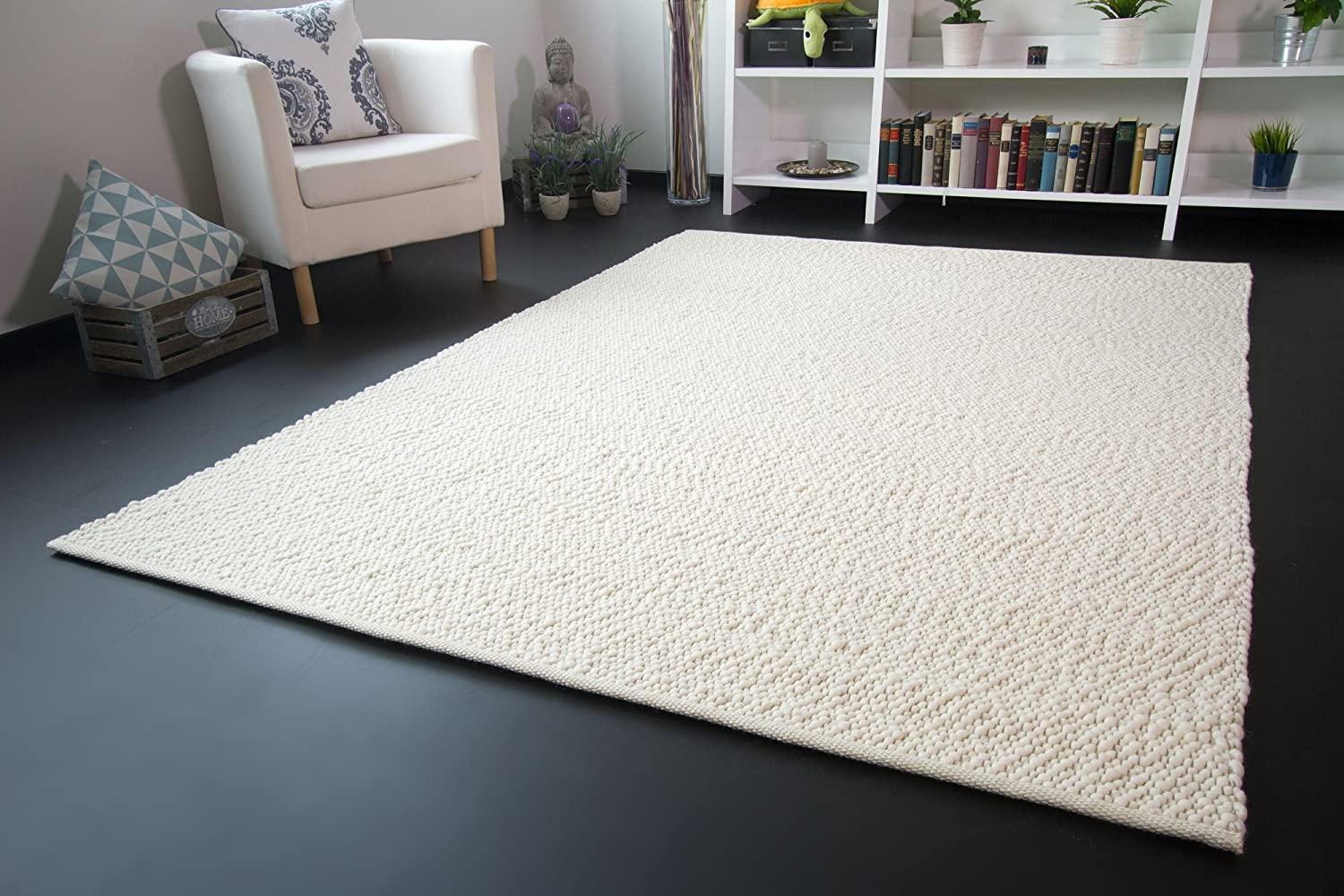 Handweb Teppich Lindau, Farbe: wollweiß, Größe: 70x140 cm Bild 1