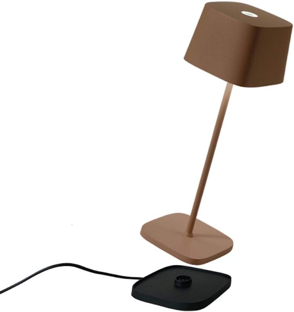 Zafferano, Ofelia Lampe, Kabellose, Wiederaufladbare Tischlampe mit Touch Control, Auch für den Außenbereich Geeignet, Dimmer, 2700-3000 K, Höhe 29 cm, Farbe Corten Bild 1