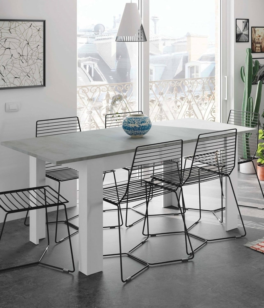 Dmora Ausziehbarer Esstisch, Betonfarbe und Artikweiß, Maße 140 x 78 x 90 cm Bild 1