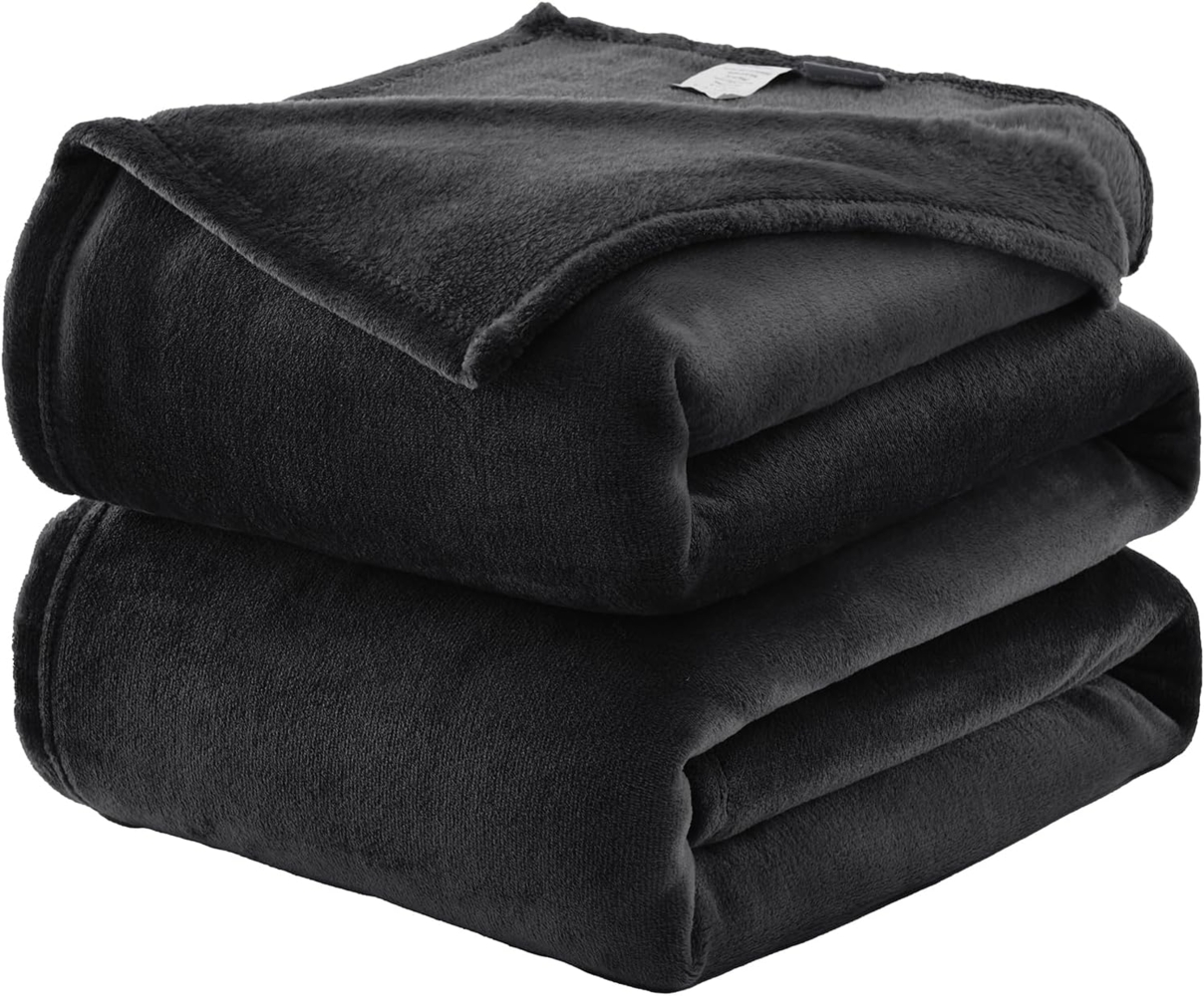 WAVVE Kuscheldecke Flauschig Decke Fleecedecke - Sofadecke 150x200 cm Wohndecke Couchdecke, Schwarz Decke Weich Sofaüberwurf XL Bild 1