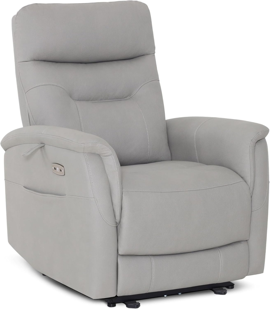 M MCombo Relaxsessel mit Liegefunktion, Fernsehsessel Elektrisch Verstellbar, TV Sessel, Recliner Chair, USB & Seitentasche, Sessel Wohnzimmer Relax, 7077 (Hellgrau) Bild 1