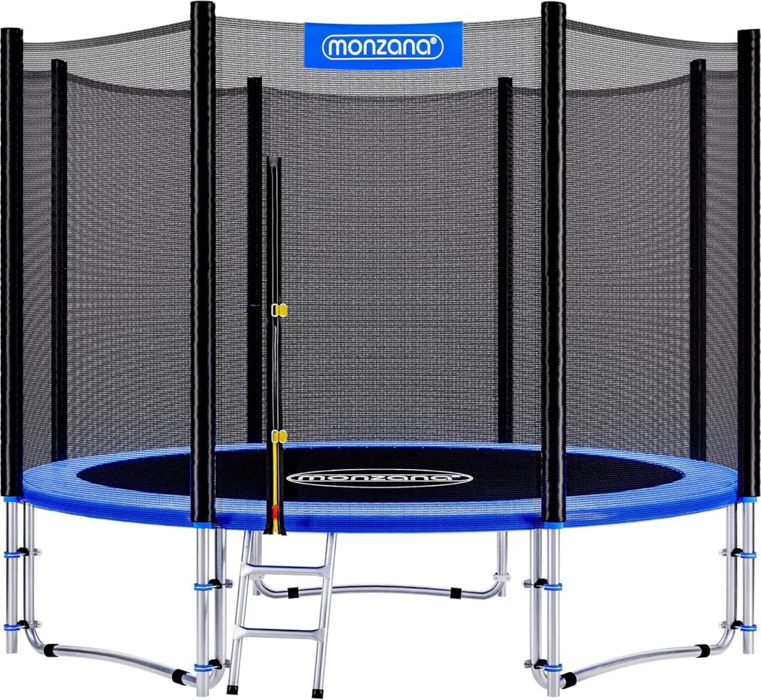 Monzana Trampolin, maximal belastbar bis 50 kg, TÜV SÜD GS Zertifiziert, inkl. verstärktem Sicherheitsnetz, Leiter, Randabdeckung & Zubehör, Ø 183 cm Bild 1