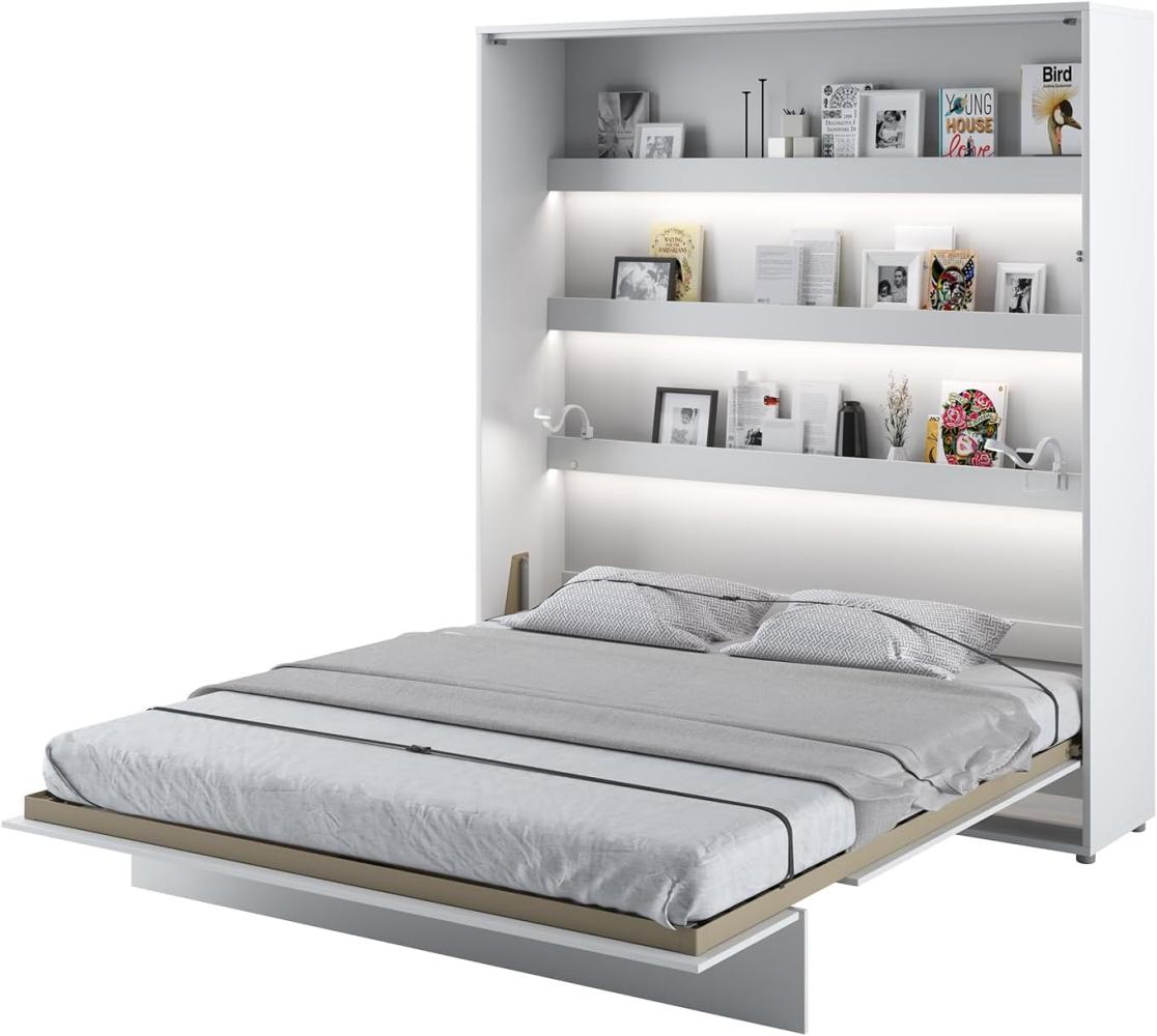 MEBLINI Schrankbett Bed Concept - BC-13 - 180x200cm Vertikal - Weiß Hochglanz/Weiß - Wandbett mit Lattenrost - Klappbett mit Schrank - Wandklappbett - Murphy Bed - Bettschrank Bild 1