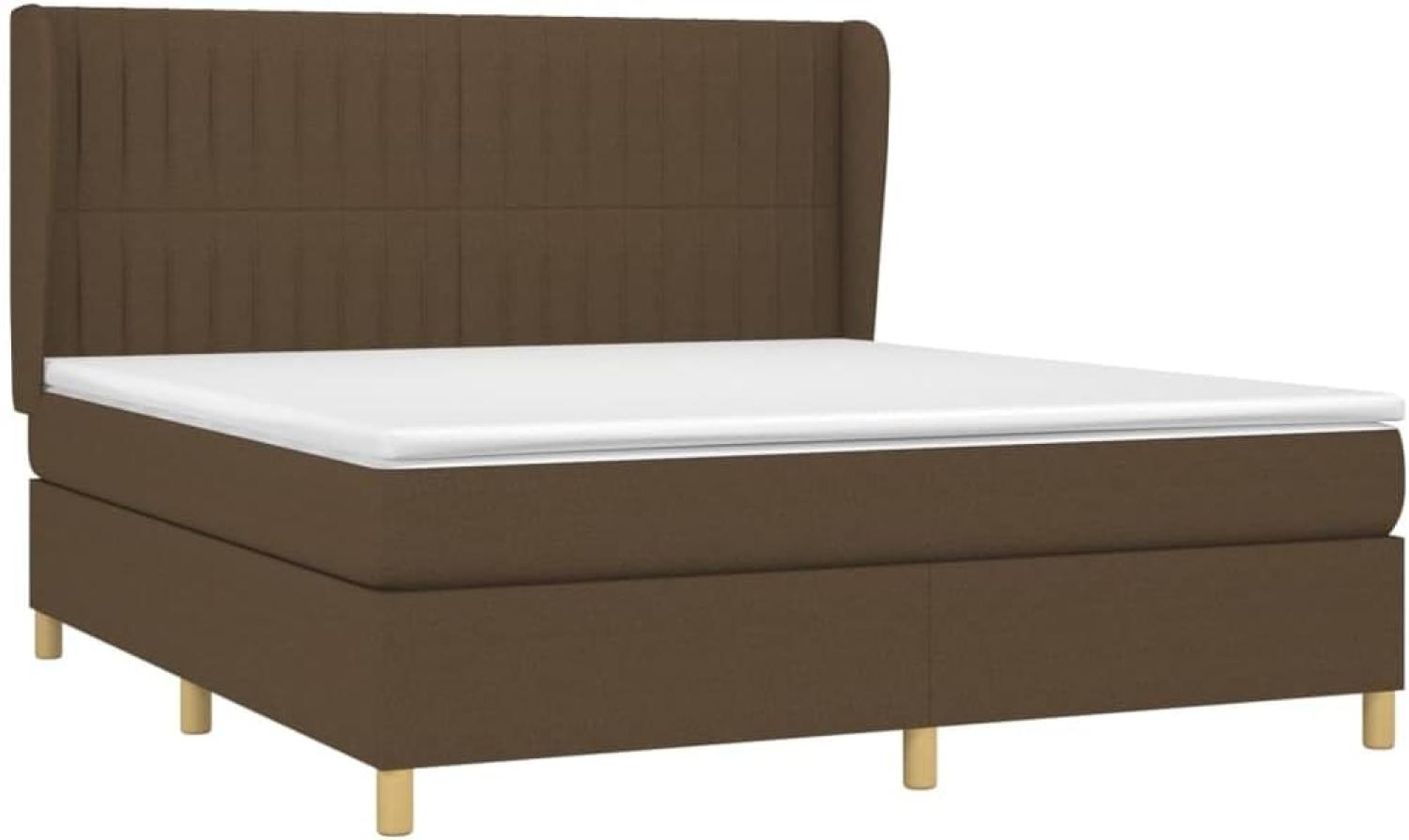 vidaXL Boxspringbett mit Matratze Dunkelbraun 180x200 cm Stoff 3128704 Bild 1