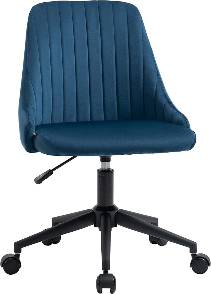 Vinsetto Bürostuhl Drehstuhl Schreibtischstuhl Ergonomisches Liniendesign höhenverstellbar 360° drehbar Schaumstoff Samtartiges Polyester Blau 50 x 58 x 77-85 cm Bild 1