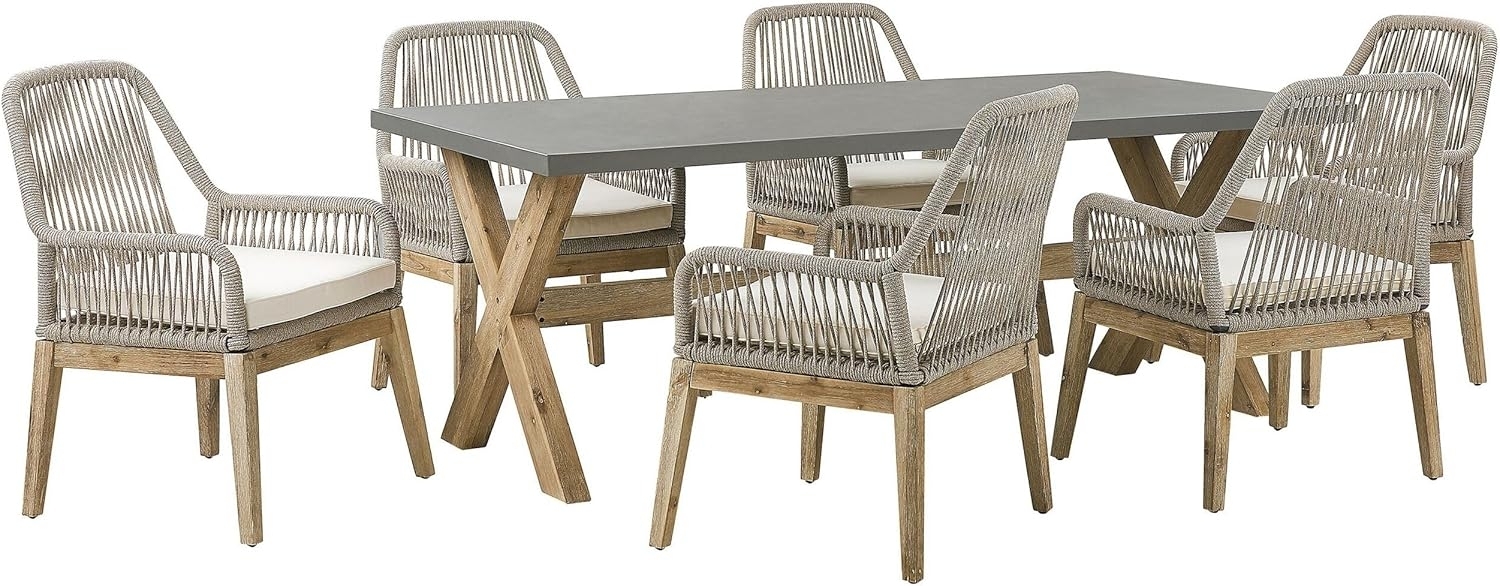 Beliani 'OLBIA' Gartentisch Set, Beton beige, 200 x 100 x 75 cm Bild 1