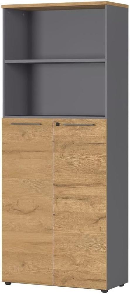 Aktenschrank Kombischrank 80cm AURAY-01 Graphit/Grandson-Eiche-Nb. B/H/T ca. 80/197/40cm Bild 1