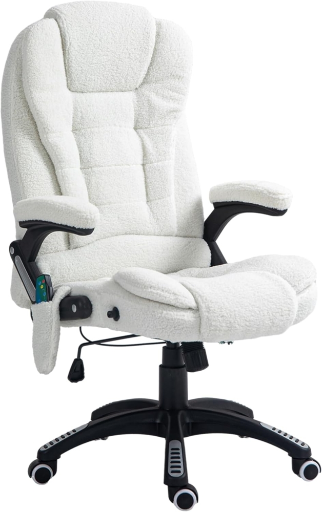 Vinsetto Schreibtischstuhl Bürostuhl mit Massagefunktion, mit Wärmefunktion, Chefsessel (Massagesessel, 1 St), für Wohnbereich, Weiß Bild 1