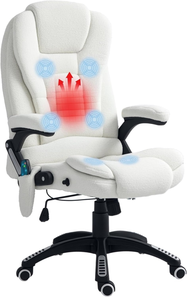 Vinsetto Schreibtischstuhl Bürostuhl mit Massagefunktion, mit Wärmefunktion, Chefsessel (Massagesessel, 1 St), für Wohnbereich, Weiß Bild 1