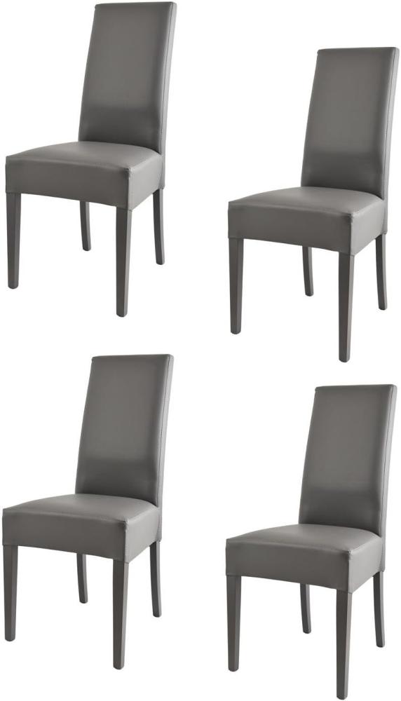 Tommychairs - 4er Set Moderne Stühle Luisa für Küche und Esszimmer, robuste Struktur aus lackiertem Buchenholz Farbe Dunkelgrau, gepolstert und mit dunkelgrauem Kunstleder bezogen Bild 1