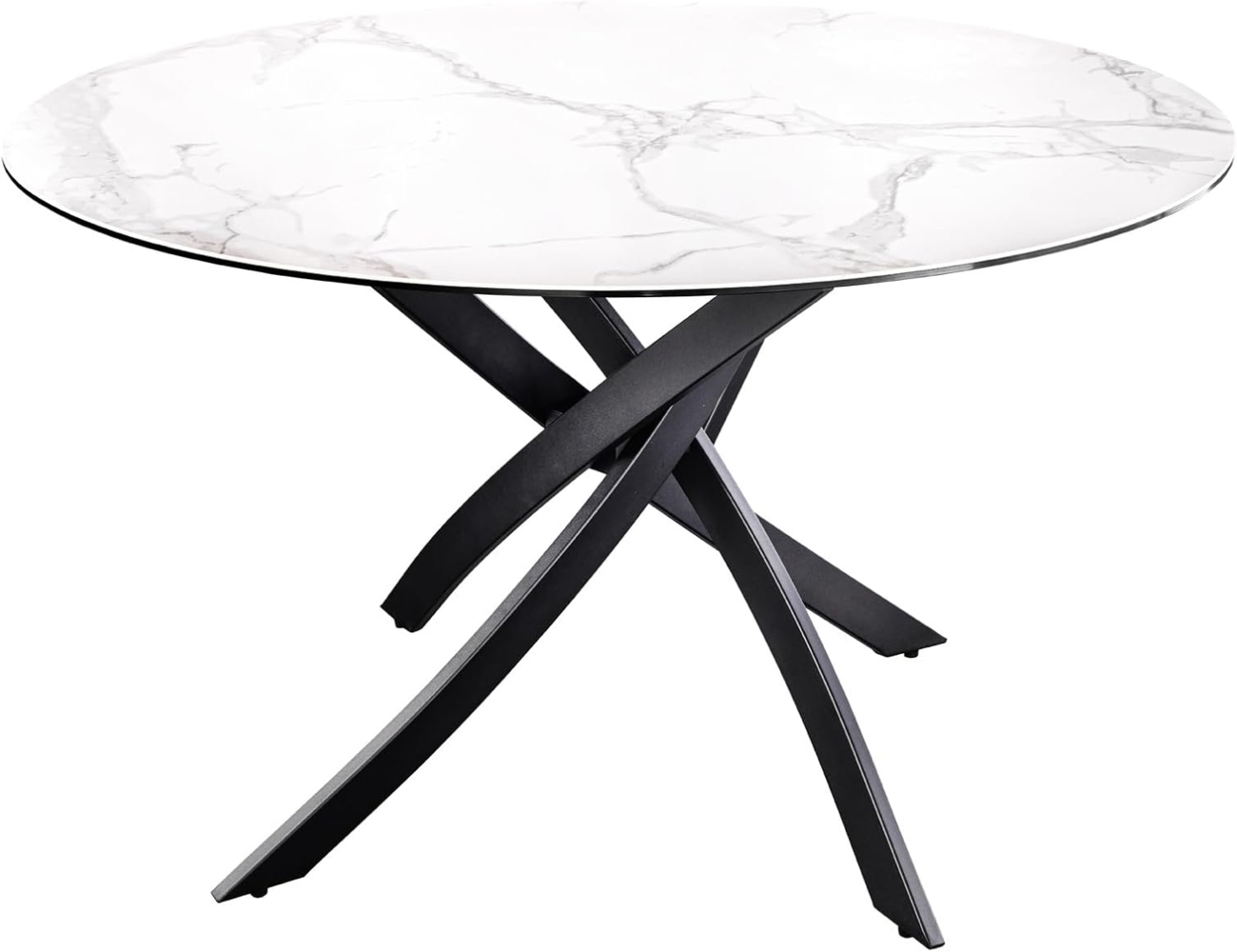 riess-ambiente Esstisch ALPINE 120cm weiß / schwarz (Einzelartikel, 1-St), Keramik · Glas · Metall · rund · Marmor-Design · 6 Personen · Modern Bild 1