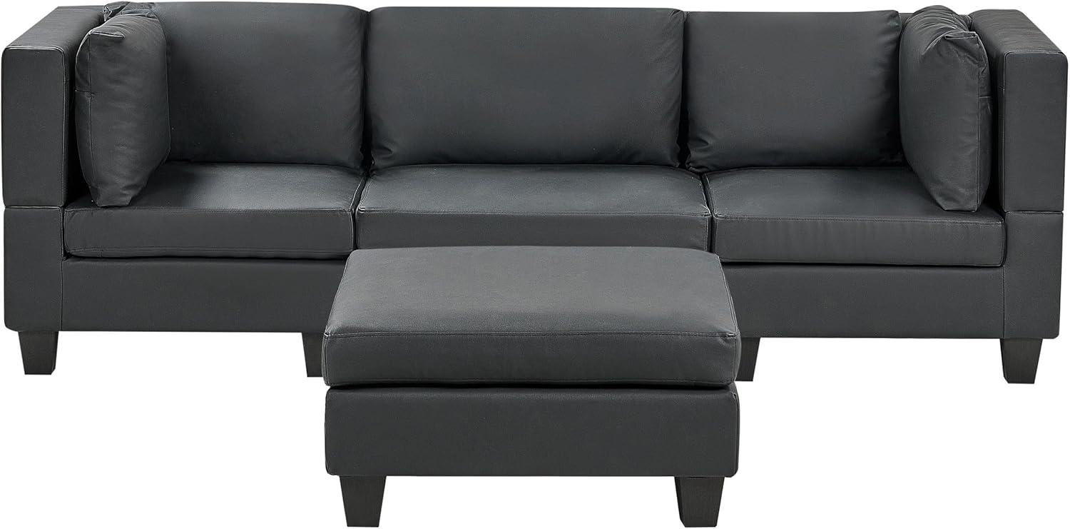 Beliani 'Unstad' Sofa, Schwarz, Kunstleder, 72 x 76 x 228 cm, mit Ottomane, Einzelsofa Bild 1