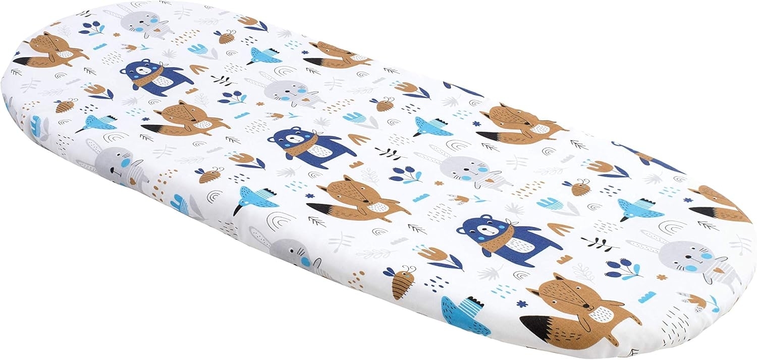 Medi Partners Baby Spannbettlaken Kinderwagen Laken 86x40 Bettlaken Stubenwagen - 100% Baumwolle Fitted Sheet für Beistellbett Babybett Bezug (Boho Animals) Bild 1