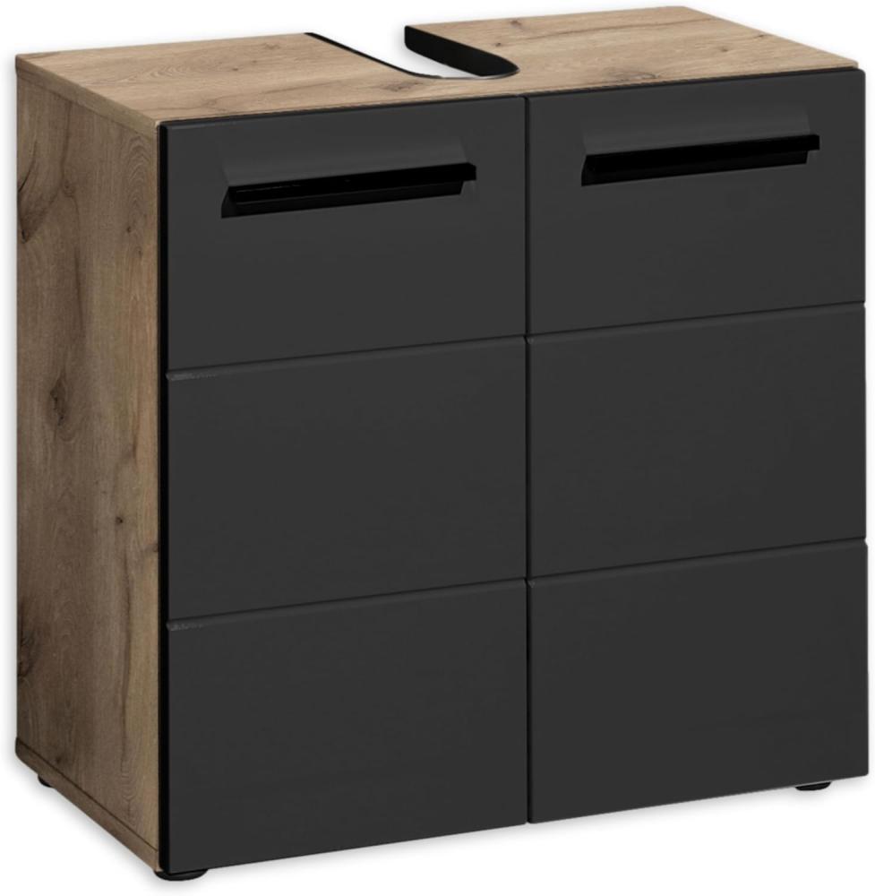 WBU Waschbeckenunterschrank VISTA Badschrank unter das Becken Viking Oak Schwarz ca. 60 x 62 x 31 cm Bild 1