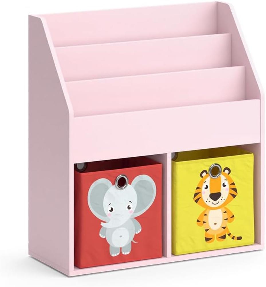 Vicco Kinderbücherregal Luigi 72 x 79 cm, Rosa, Kinderzimmerregal, mit Faltboxen Bild 1