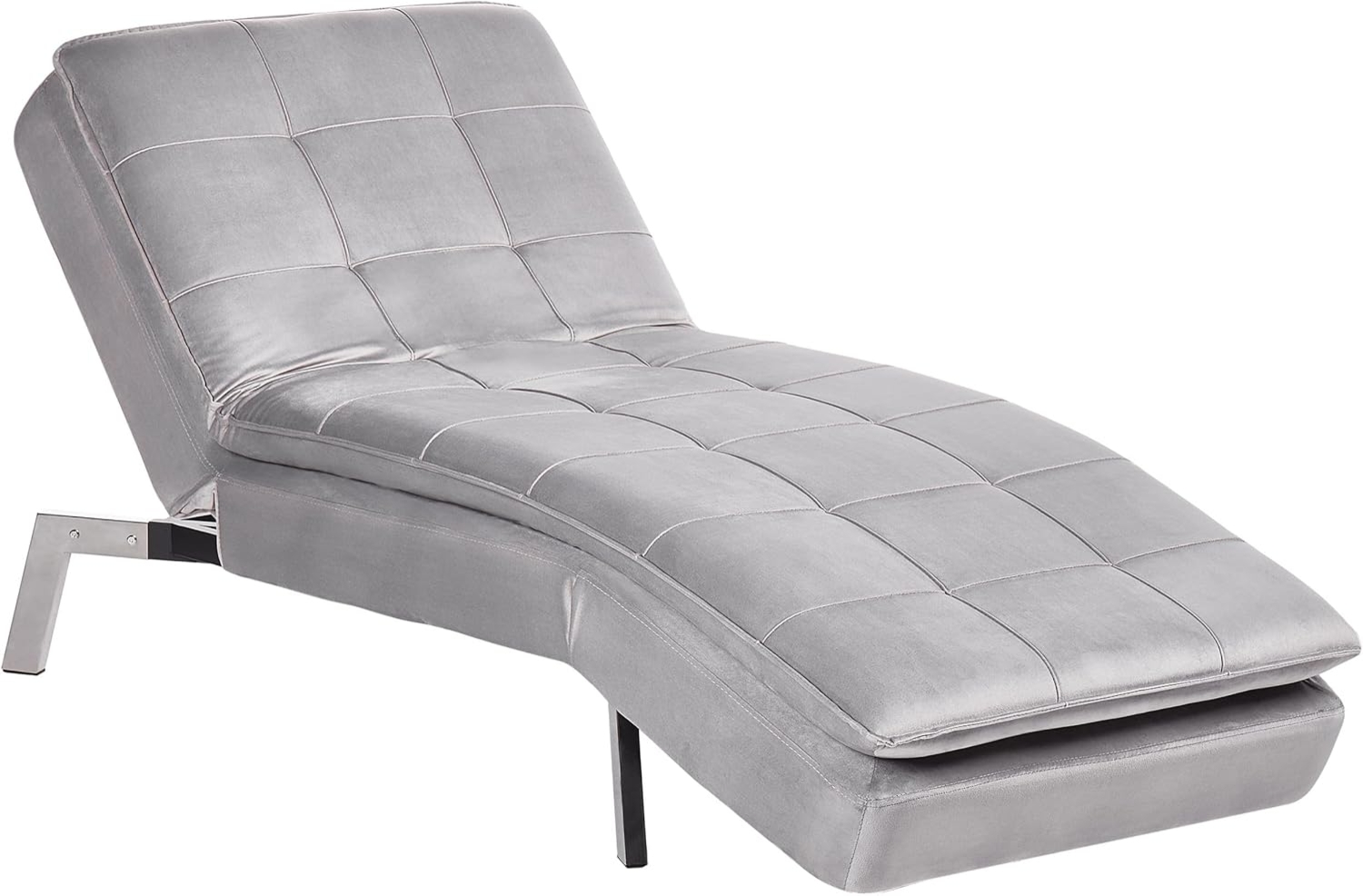 Chaiselongue Samtstoff hellgrau verstellbar LOIRET Bild 1